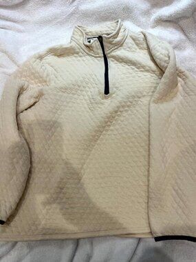 Lands End Quilted 1/4 Zip Pullover Size L Cream Color